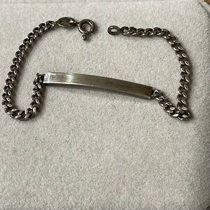 925 Sterling Silver Vintage Name Identification Bar Cuban Link Bracelet 🇮🇹